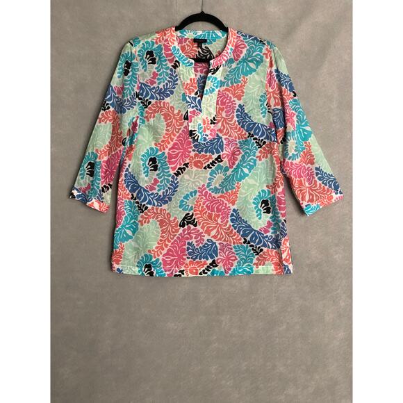 Talbots Women's Medium Cotton Split Neckline Pop-Over Top - Picture 1 of 7